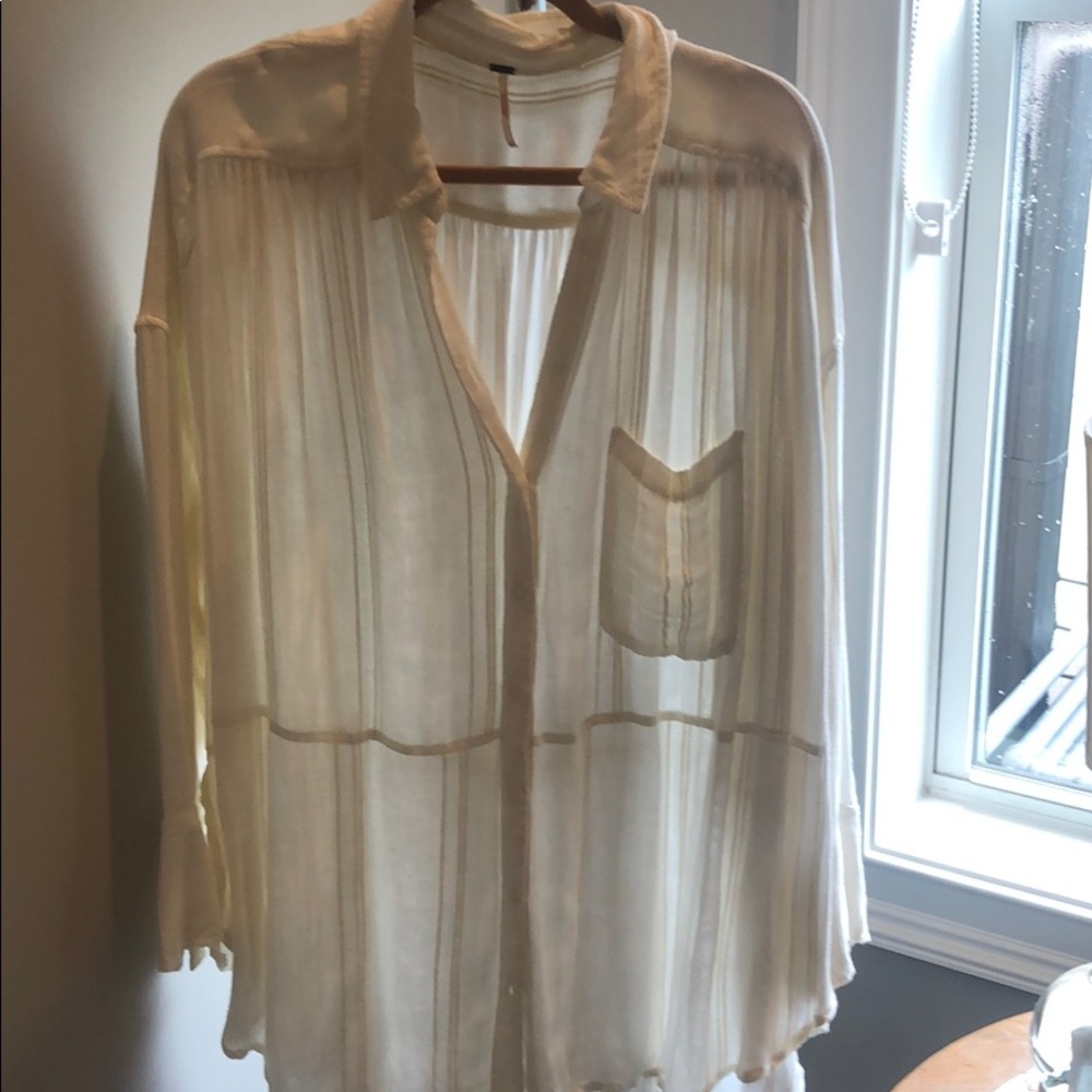 Free People button down cream tunic